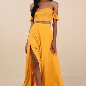 Lulus Yellow Two-Piece Maxi Dress
